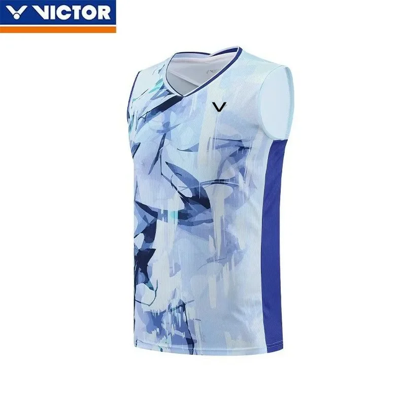 Victor 2024 new badminton jersey men's sleeveless jersey competition sportswear top quick-drying training competition jersey