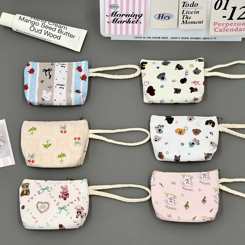 1/2 Pcs Zero Wallet Simple Zipper Compact and Cute Student Instagram Style Coin Key Card Bag Portable Handheld Makeup Bag Wallet