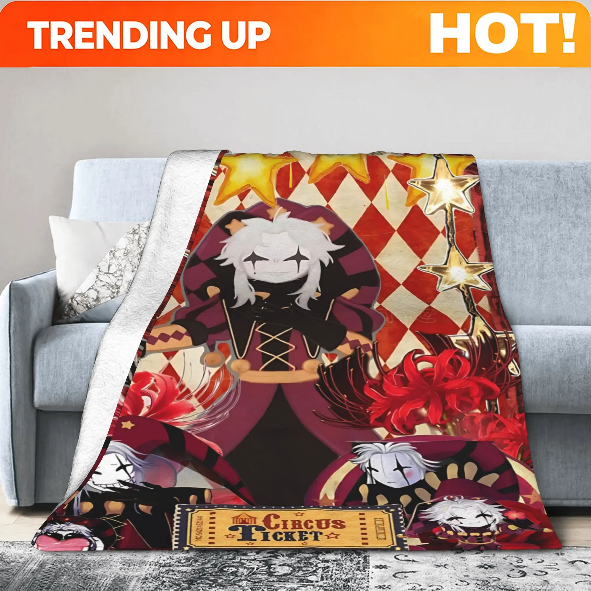 Customize Pierrotthefreakcircus Inspired Flannel Blanket - Soft, Comfortable, and Warm, Suitable for Sofa, Bed, Office, and Trav
