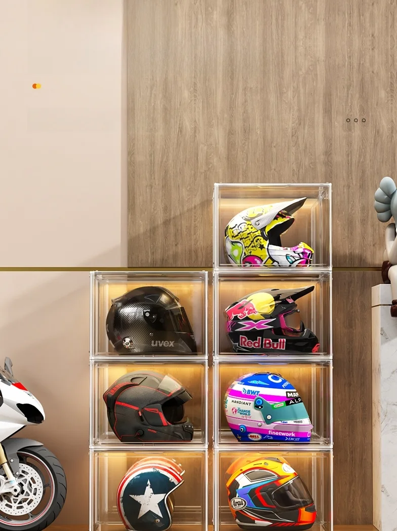 Motorcycle Helmet Storage Cabinet Home Display Box Bike Equipment Stand Knight Organizer Tool Waterproof Anti-Scratch Neutral