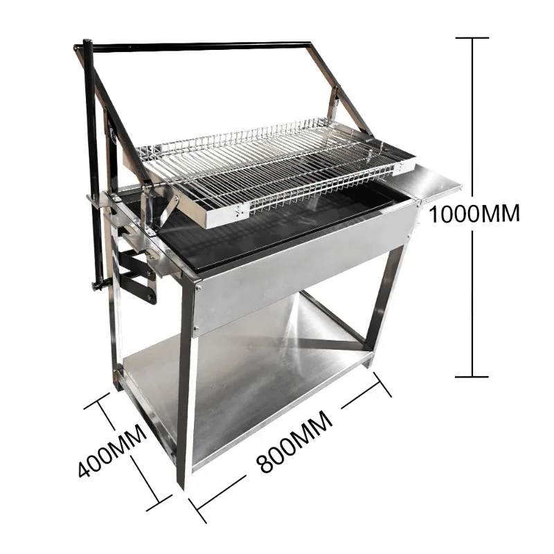 Outdoor Cooking Portable Adjustable Folding Stainless Steel Basket Net Rotating Charcoal Flip BBQ Grill Tool