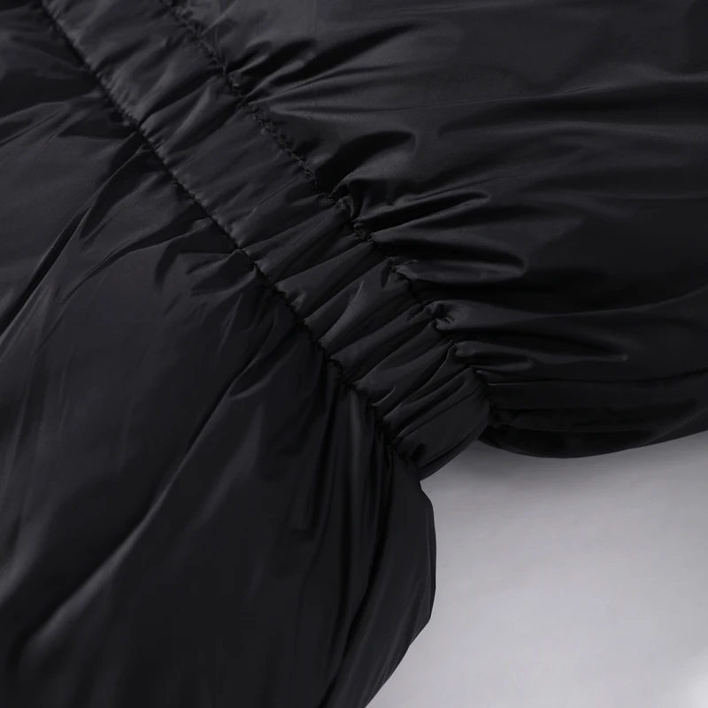 Fashion Glossy Padded Jackets Women's Drawstring Zipper Stand Collar Thicken Coats 2026 New Ladies Winter Solid Color Outwear