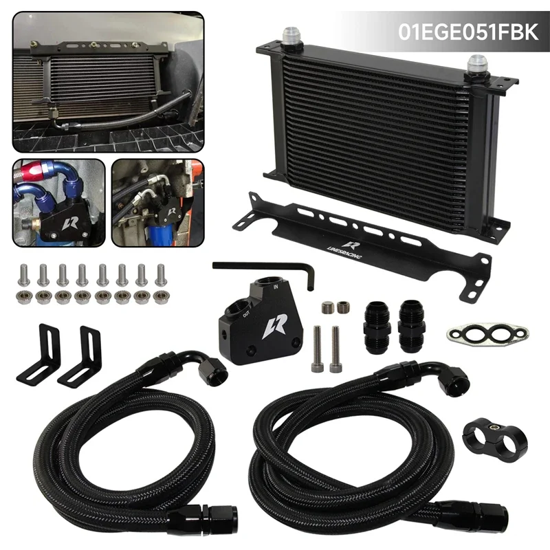 

Black 15/16/19/22/25 Row Oil Cooler Kit For Cadillac CTS-V Corvette C5C6 C7 Camaro Firebird LS1 LS2 LS3 LS6 LS7 LS9