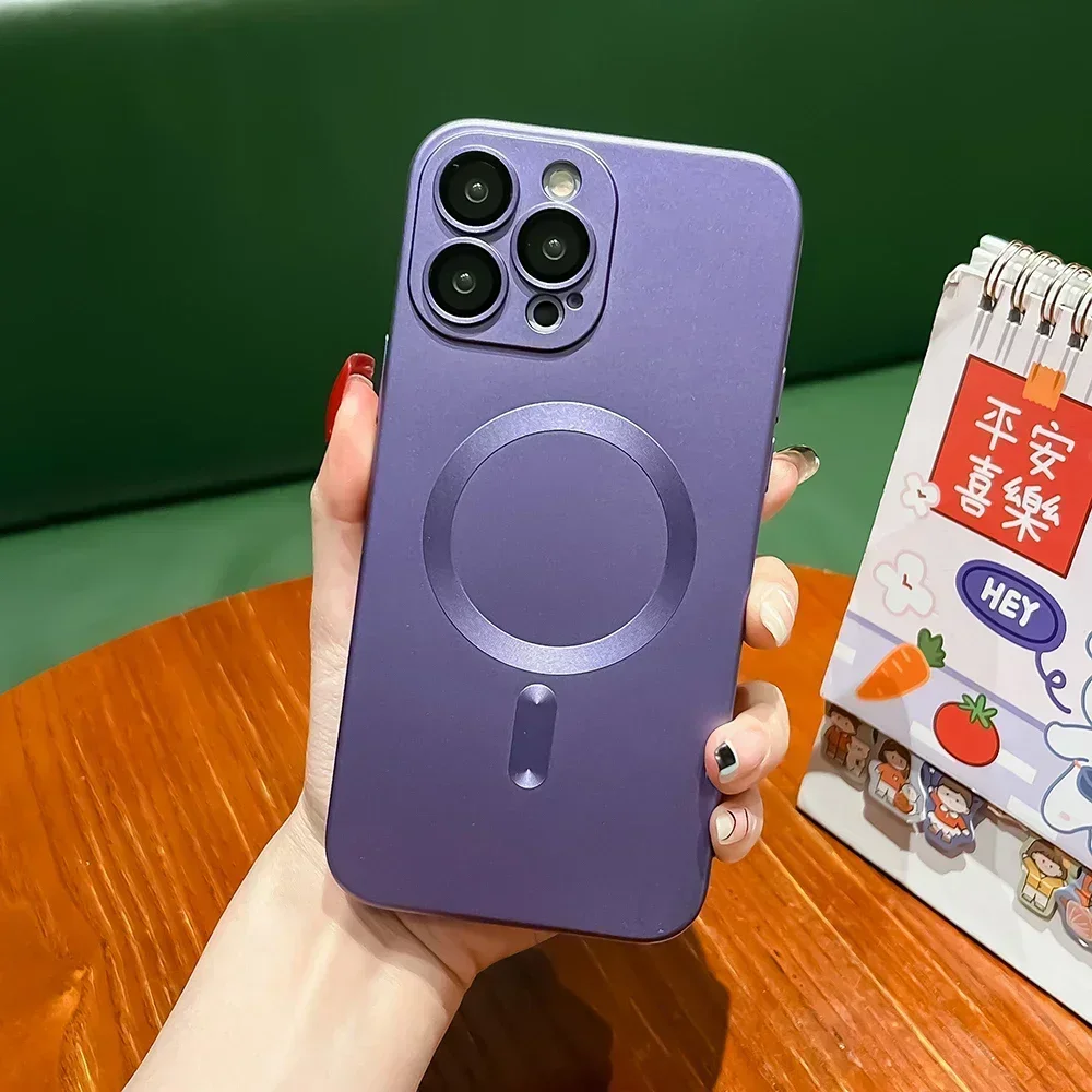 آيفون 16 15 14 13 12 11 برو XS ماكس XR X 8 Plus SE 2022 2020 Magsafe المغناطيسي شحن لاسلكي حافظة لينة غطاء خلفي من البولي يوريثان