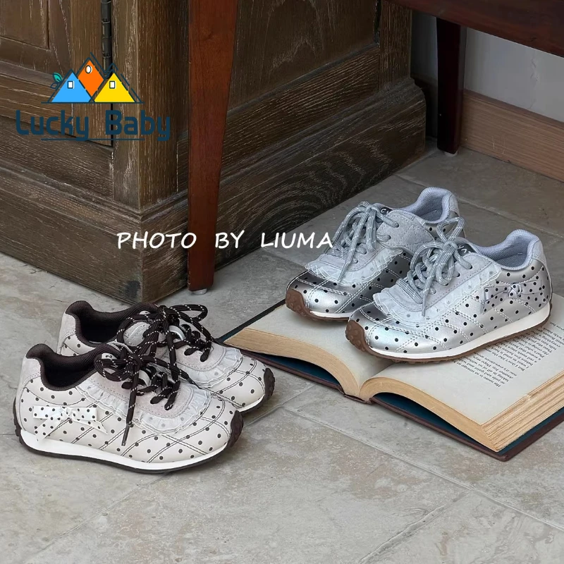 

Children's Boys Girls Microfiber Leather Thin Bottom Running Shoes 2026 Kid Toddler Two-tone Shoelaces Non-slip Training Shoes