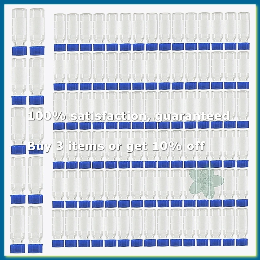 2ML Autosampler Vials Pack Of 100 - HPLC Vials 9-425 Clear Vials with Blue Screw Caps,White Red Septa-DTB1
