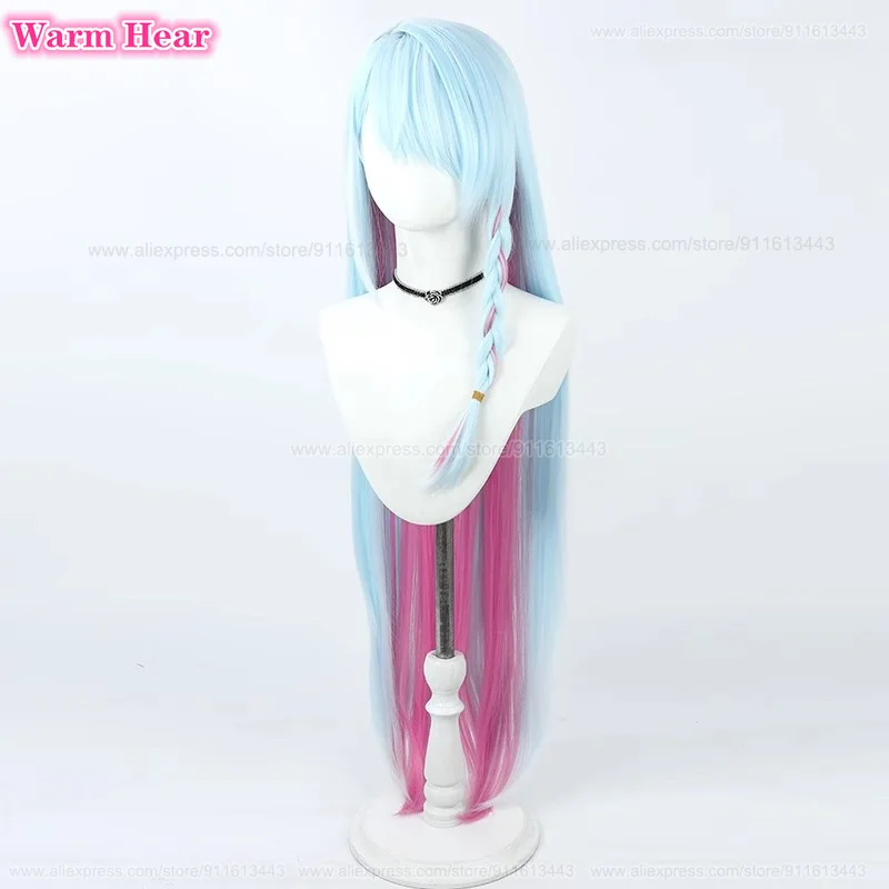 New Skin Arona Synthetic Wig Anime 103cm Long Blue Pink Mixed Straight Hair Cosplay Anime Wig Heat Resistant Party Wigs +Wig Cap