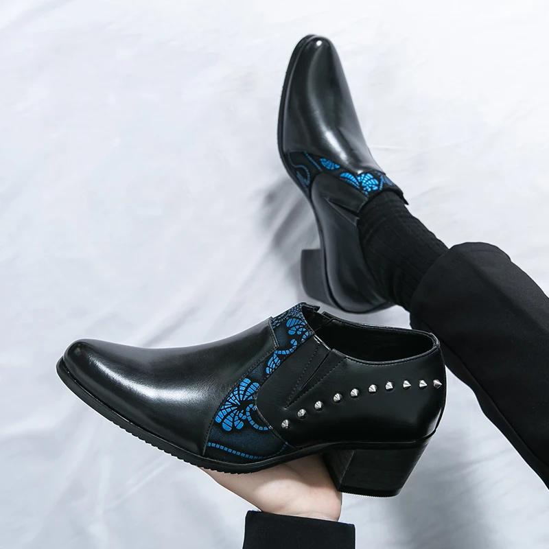 رجال الأعمال فستان أحذية عادية مريحة للتنفس الارتفاع زيادة المألوف وأشار أحذية من الجلد مأدبة الأحذية 38-46