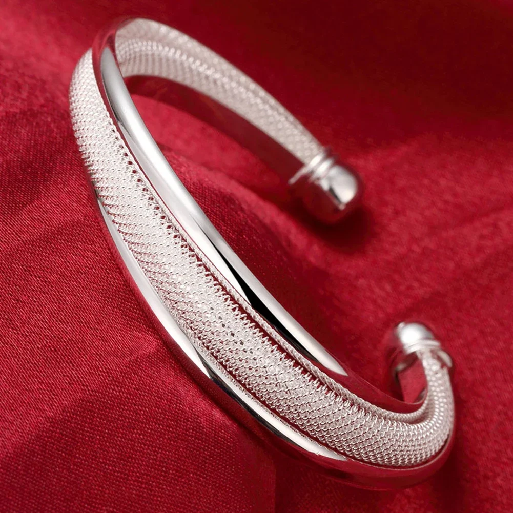 Wholesale 925 Sterling Silver Bangles Bracelet Charms Cuff For Women Fashion Jewelry adjustment wedding image 3