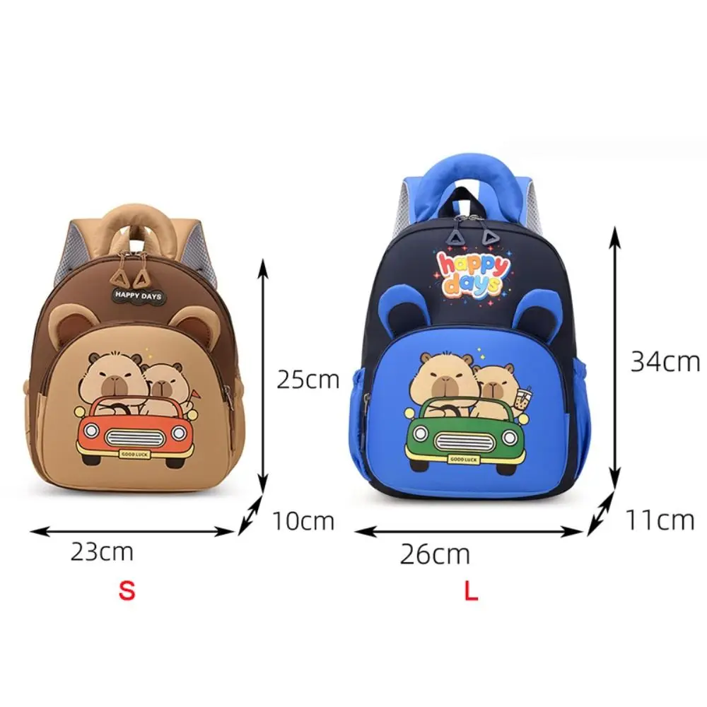 Kawaii Cartoon Capybara Backpack Nylon Lightweight Capybara School Bag Large Capacity Multi-pocket Kindergarten Backpack