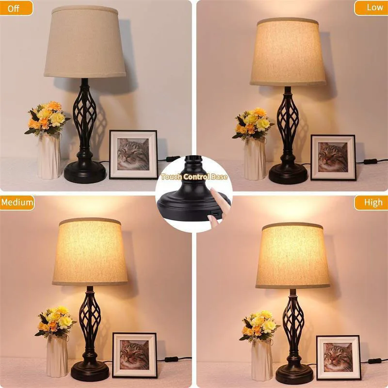 Minimalist Retro USB Charging Floor Lamps Bedroom Countryside Retro Wrought Iron Night Lights Hotel Bedside Table Lights Fixture