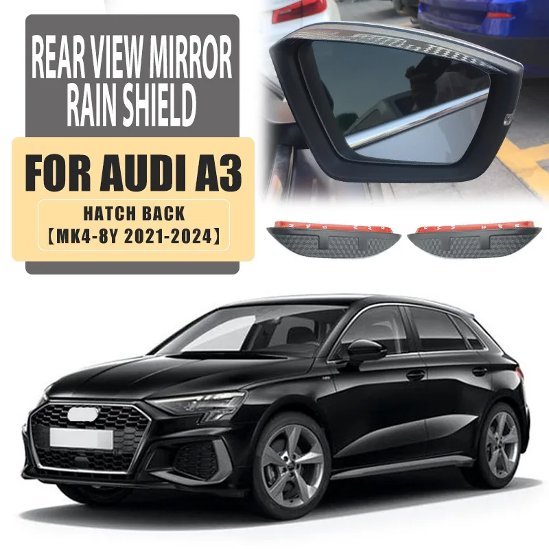 

For Audi A3 Sportback 2004-2021+ Car Rear View Mirror Rain Shield Protective Cover Sun Shade Car Styling Auto Accessories