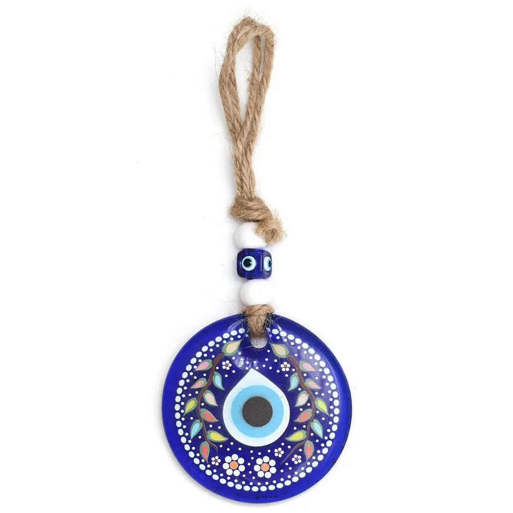Blue Eye Lucky Eye Keychain Hand of Fatima Turkey Lucky Eye Pendant Linen Rope Tassel Pendant Car Hanging Charm DIY Trinkets