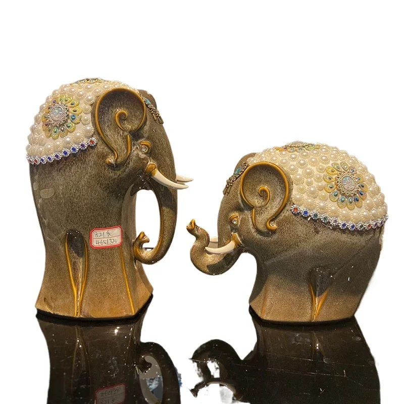 

New Chinese elephant ornament, a pair of creative home furnishing, TV cabinet, high-end soft decoration