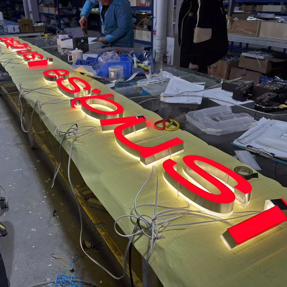 Front+Backlit Led Sign Custom 3D Metal LED Letter Sign Personalized Illuminated Logo for Shop Store Bar Home Wall Decor