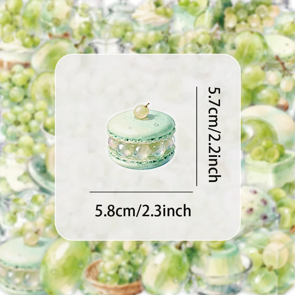50 PCS Watercolor Sunny Green Grape Fruit Art Transparent Stickers Pack Fridge Lunch Box Laptop Waterproof Decorate Decals