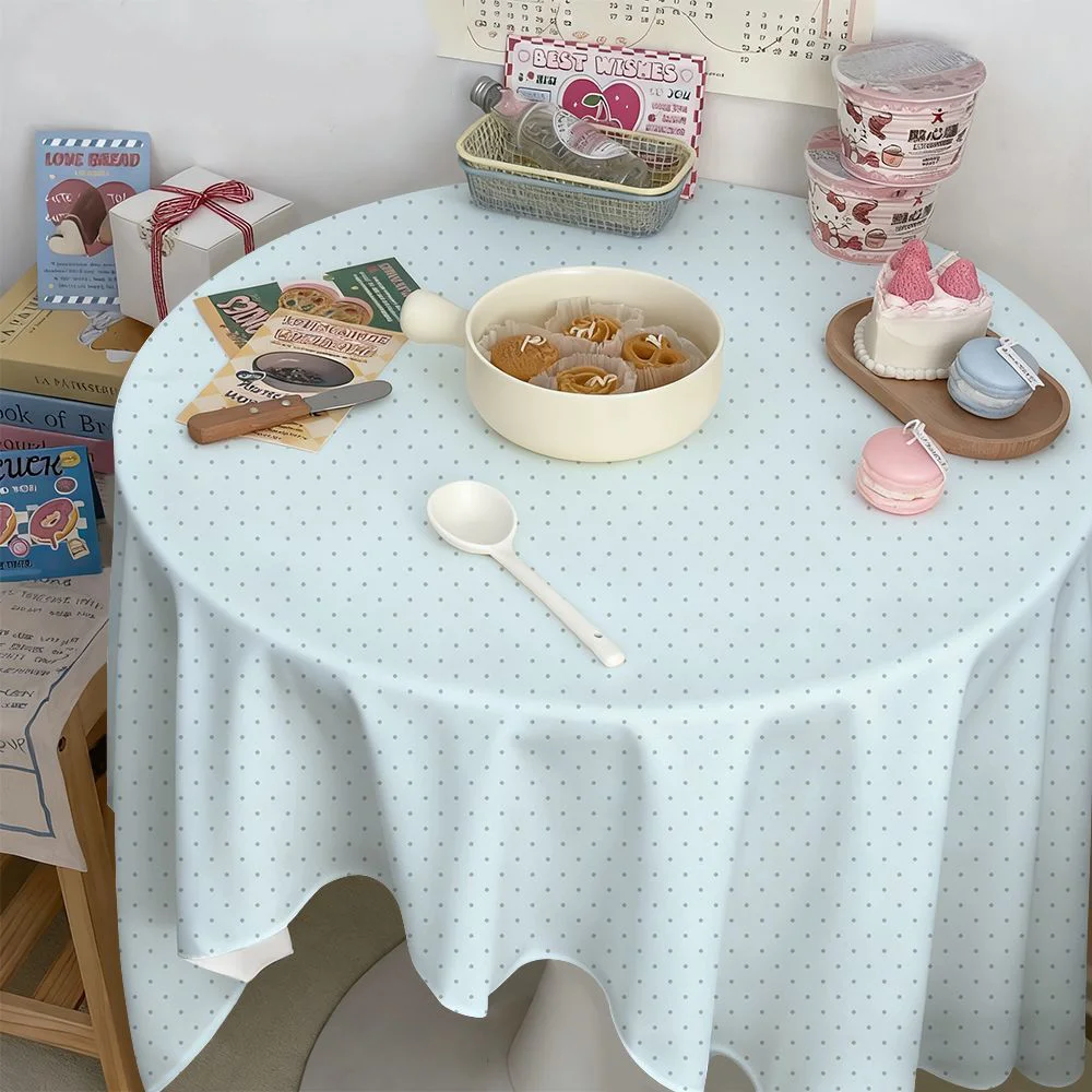 Korean-style soft mist powder dotted tablecloth for Instagram photos, decoration tablecloth for the bedroom desk, coffee table d
