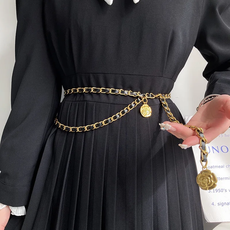 Łańcuszek w talii damski 2023 nowy kamelia ozdoba mały pachnący pasek w stylu Trendy Vintage w talii — zdjęcie 5