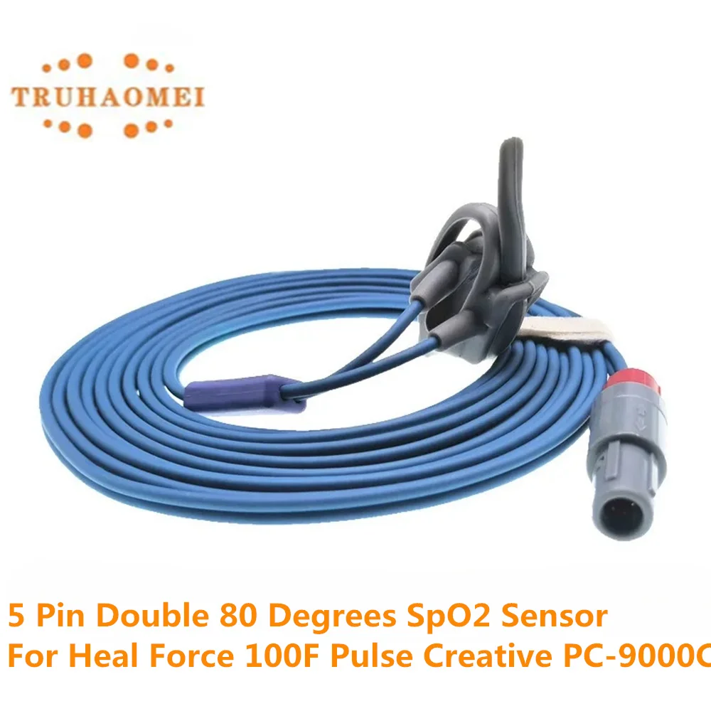 5 Pin Double 80 Degrees SpO2 Sensor For Heal Force 100F Pulse Creative PC-9000C Digital PD Output SAO2 Probe