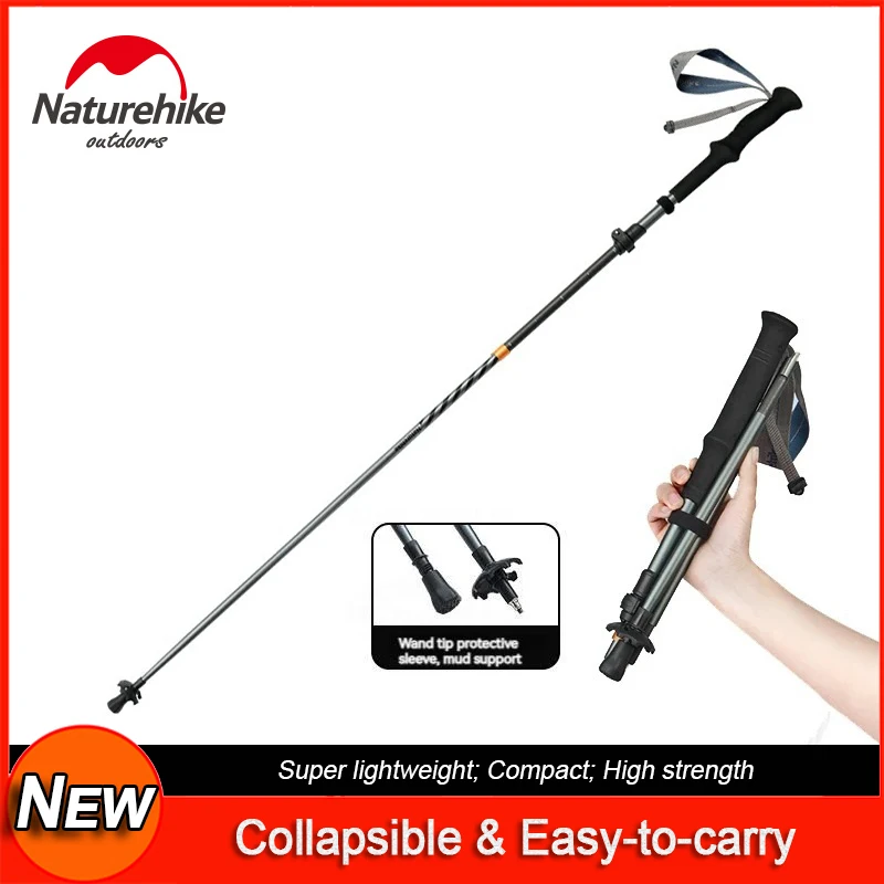 Naturehike Carbon Aluminum Alloy Trekking Pole Adjustable Collapsible Hiking Poles Super Lightweight Camping Walking Stick