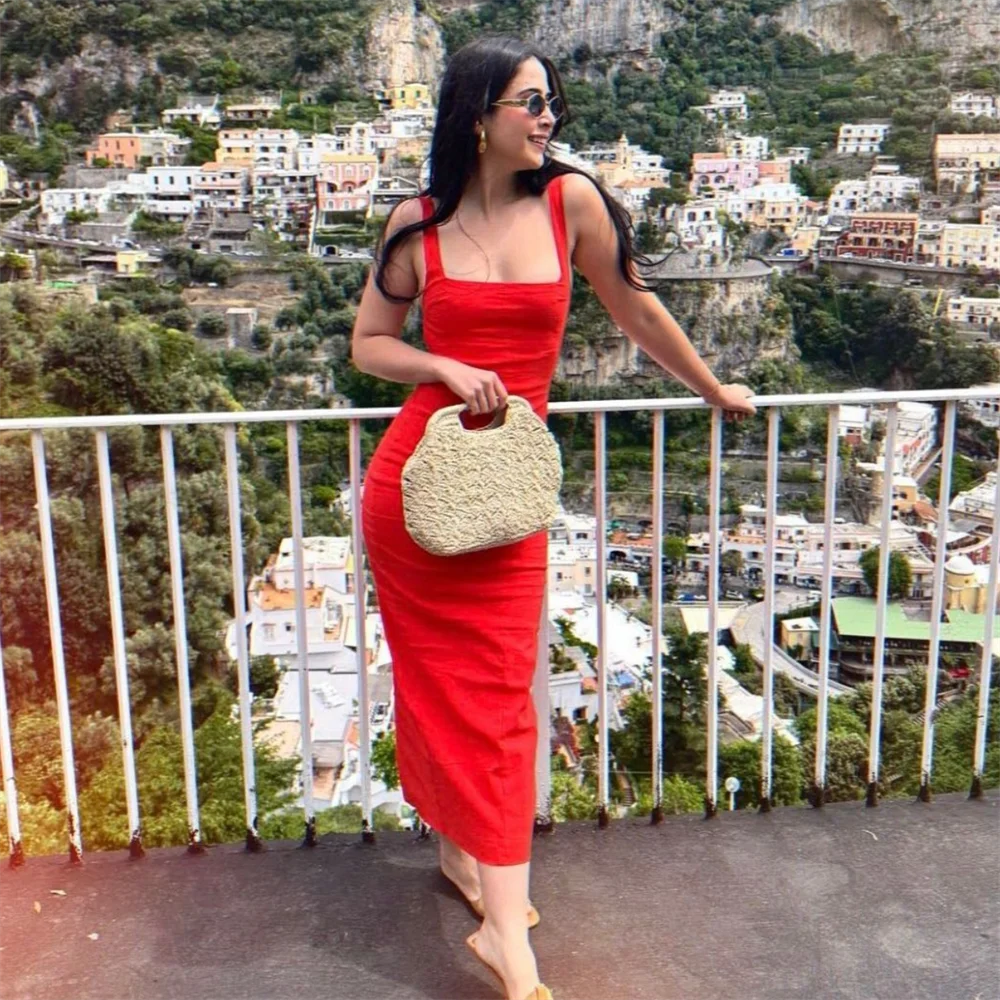 PB & ZA-فستان متوسط الظهر مع حزام للنساء ، مناسب للجسم ، متعدد الاستخدامات ، الموضة والأناقة ، جديد ، ربيع ،