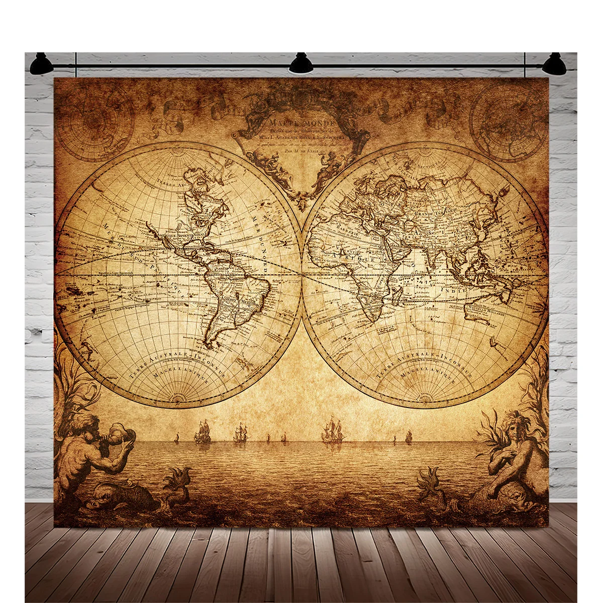 Latitude And Longitude Vintage Polyester Photography Background Vintage Palette Flat Lay Studio Backdrops JK-01