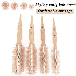 Yeni tip Salon Styling araçları kayın ahşap alüminyum tüp yuvarlak saç tarak kuaför kadınlar için saç maşası fırça taraklar berber