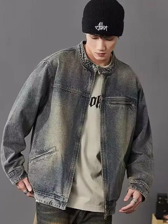 

Waed Denim Jaet Men's Spring Autumn Loose Fit Vintage Workwear Jaet Yellow Clay Dyeing American Trendy Brand Tagkita