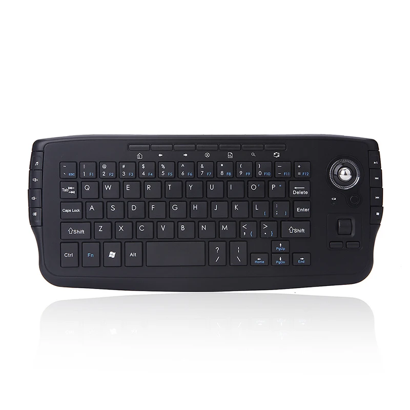 JOMAA 2.4G Wireless Ergonomic Keyboard Mini Size Decent Design Keyboard 15 Multi-Media Key Gaming Keyboard With Trackball For Wi