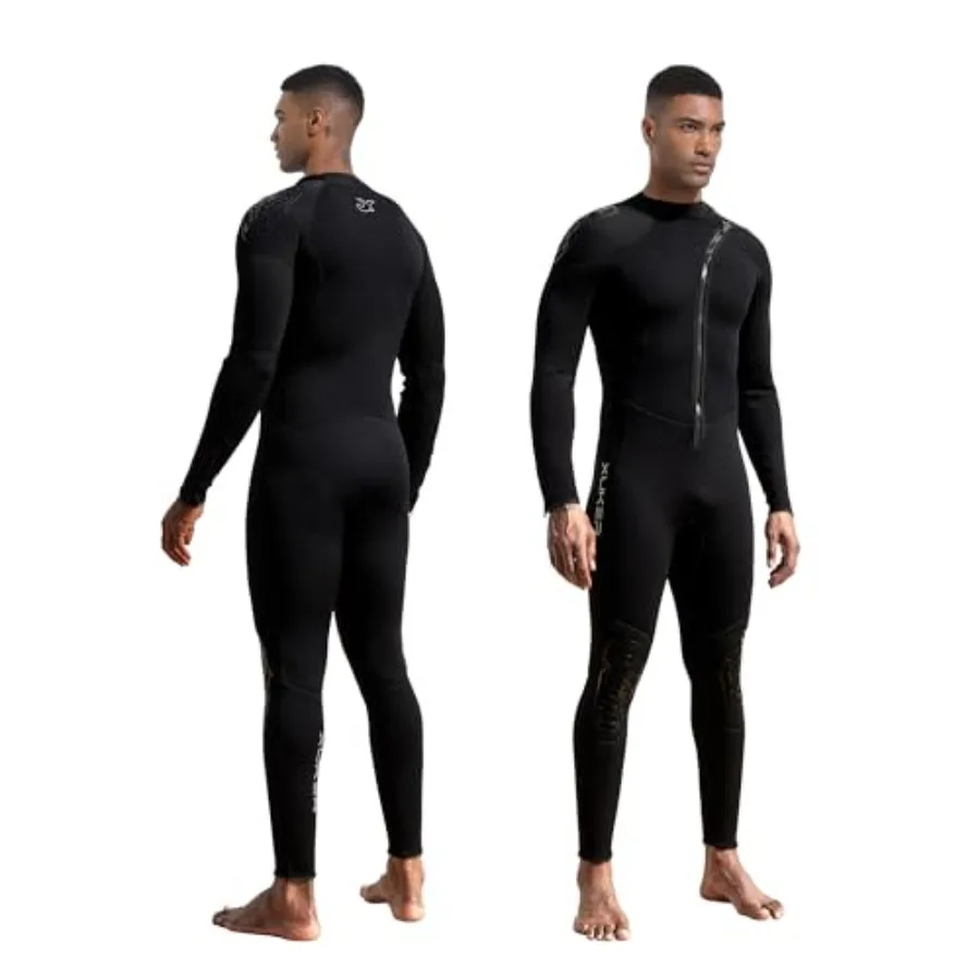 

Wetsuit for cold water diving and water sports: 3mm neoprene full-body long sleeve front zip black