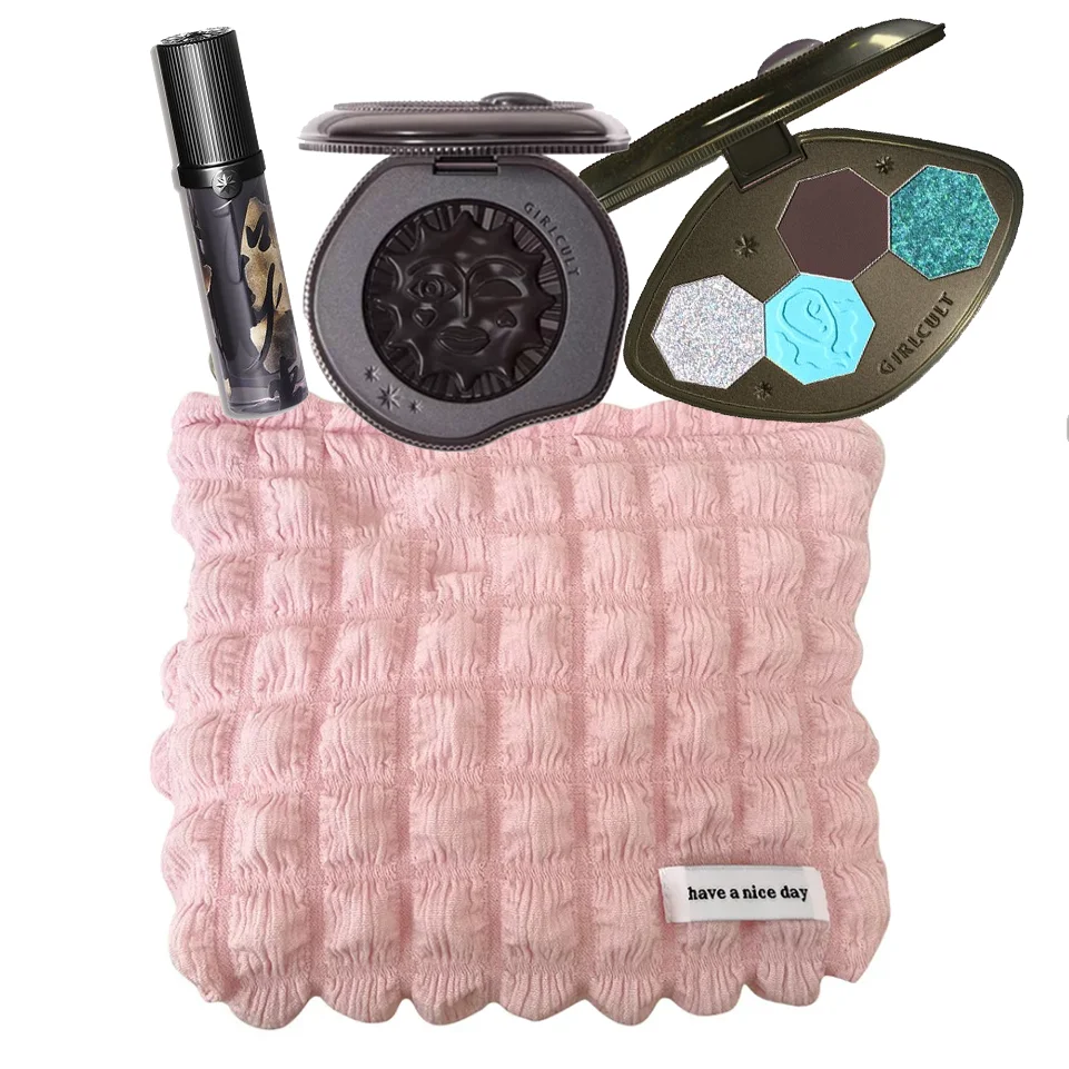 Girlcult Set trucco Fard in polvere Crema Rossetto opaco Rossetto glitter Ombretto Vieni con borsa Kit tutto in uno