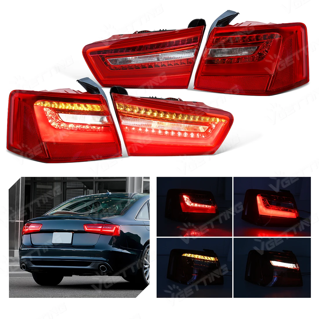 4GD945093 4GD945094 Led Tail Light For Audi A6 C7 2010 2011-2016 Rear Brake Lamp Turn Signal Light Inside/outside Tail Lamp 12V