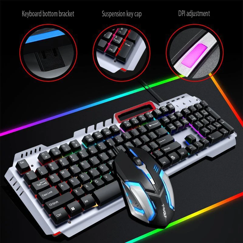 T16 Game Keyboard USB Glow Keyboard Lron Plate Steel Plate Mechanical Touch Keyboard Cross Border