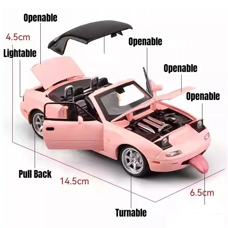 Diecast 1/32 Scale MX-5 Alloy Car Model Diecast MX5 RoadSter Car Simulation Car Decoration Collection Gift Gor Children