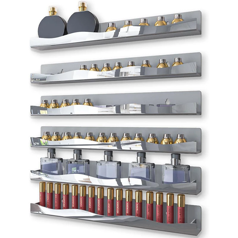 2 ชิ้น 15 "เล็บ Rack ติดผนังชั้นวางทองเงินอะคริลิค Organizer อุปกรณ์เล็บสําหรับเล็บ Techs, จอแสดงผลที่ยอดเยี่ยม