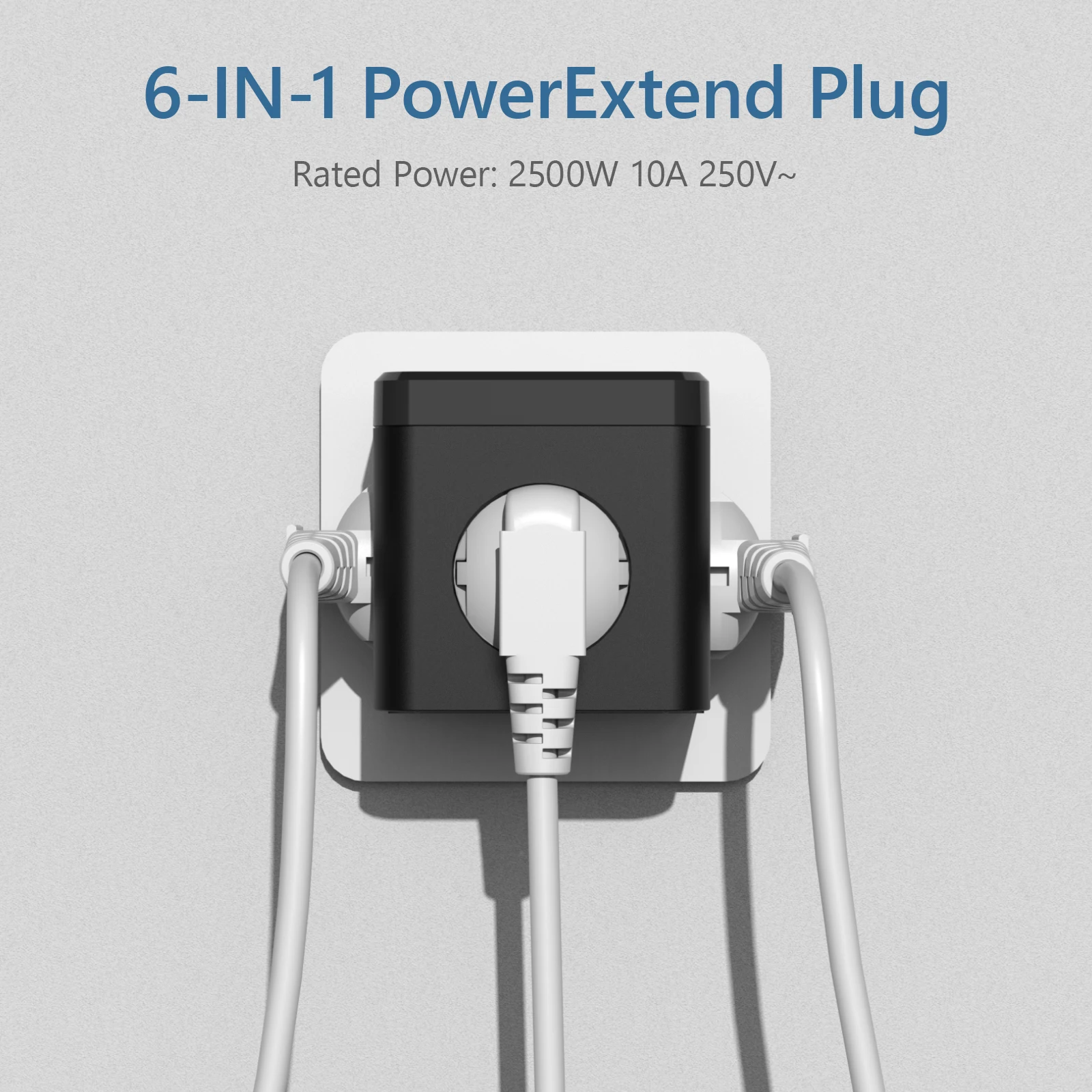 Wall Socket Extender with Switch 3 Outlets 2 USB A and 1 Type C Port Portable Cube Socket Power Strip Adapter Charging For Home