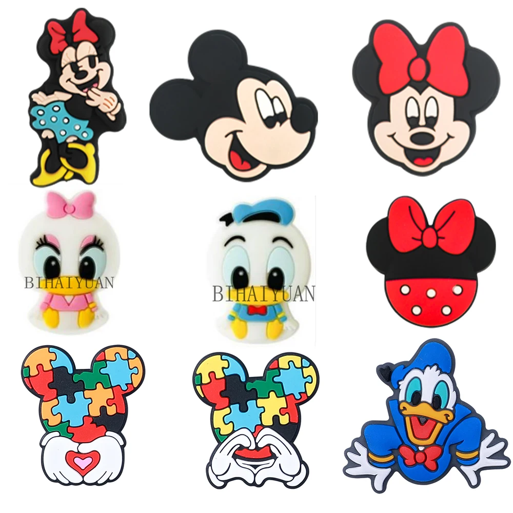 Disney-Cuentas de silicona de grado alimenticio para chupete, mordedor focal, cadena de chupete, Minnie, Mickey mouse, bambi, 10 piezas