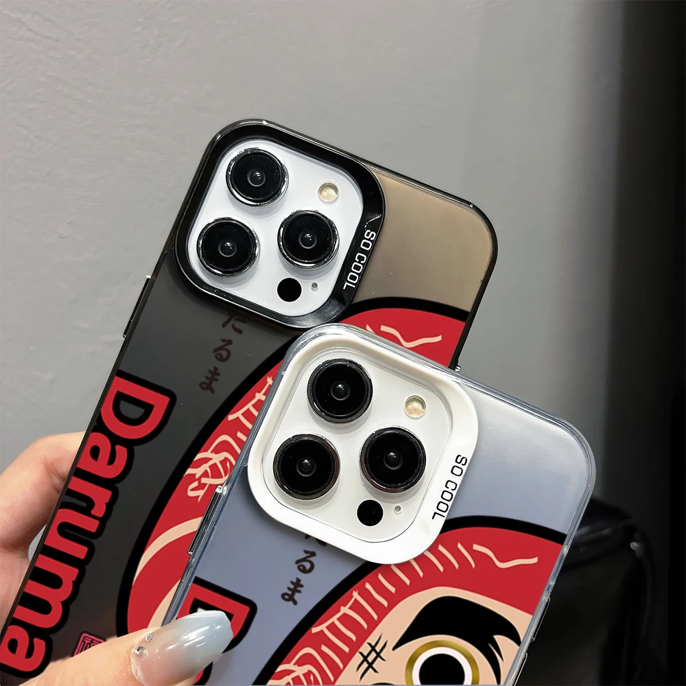 Japanese Daruma Lucky Doll Phone Case for iPhone 16 12 13 14 15 11 Max Pro Plus Laser IMD Color Shell image 4