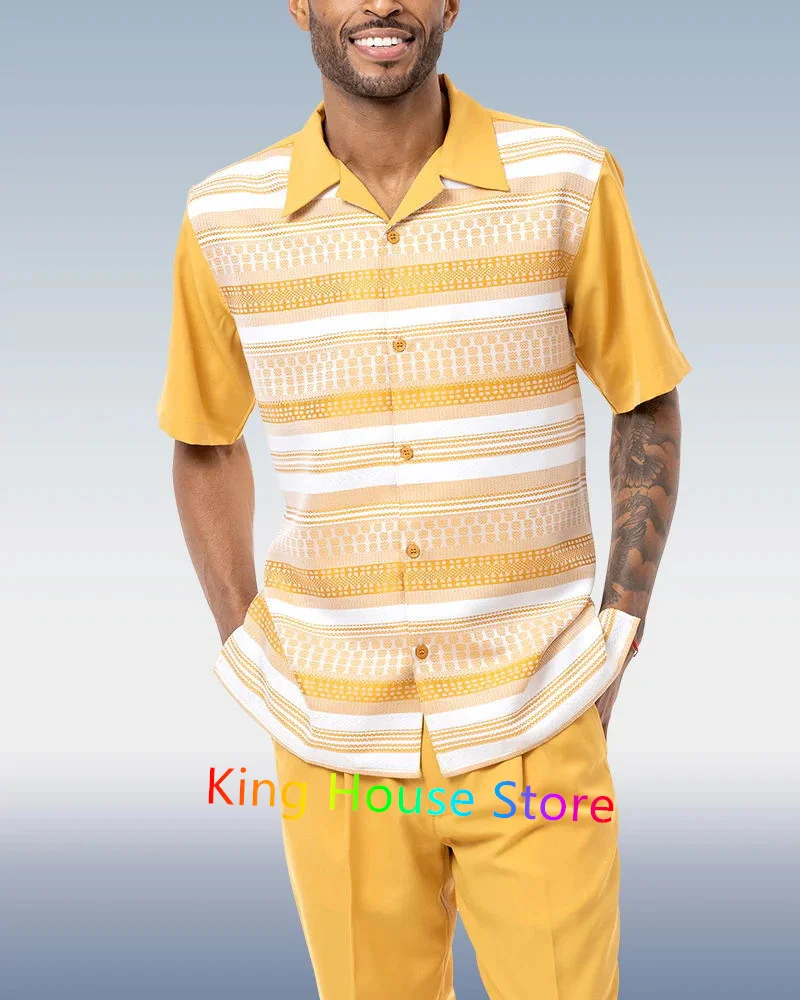 Men's Clothing Set 2 Piece Sets Shirt Men Outfits Summer Fashion Hawaiian Casual Button Short Sleeves Shirt+Shorts Pants Suits