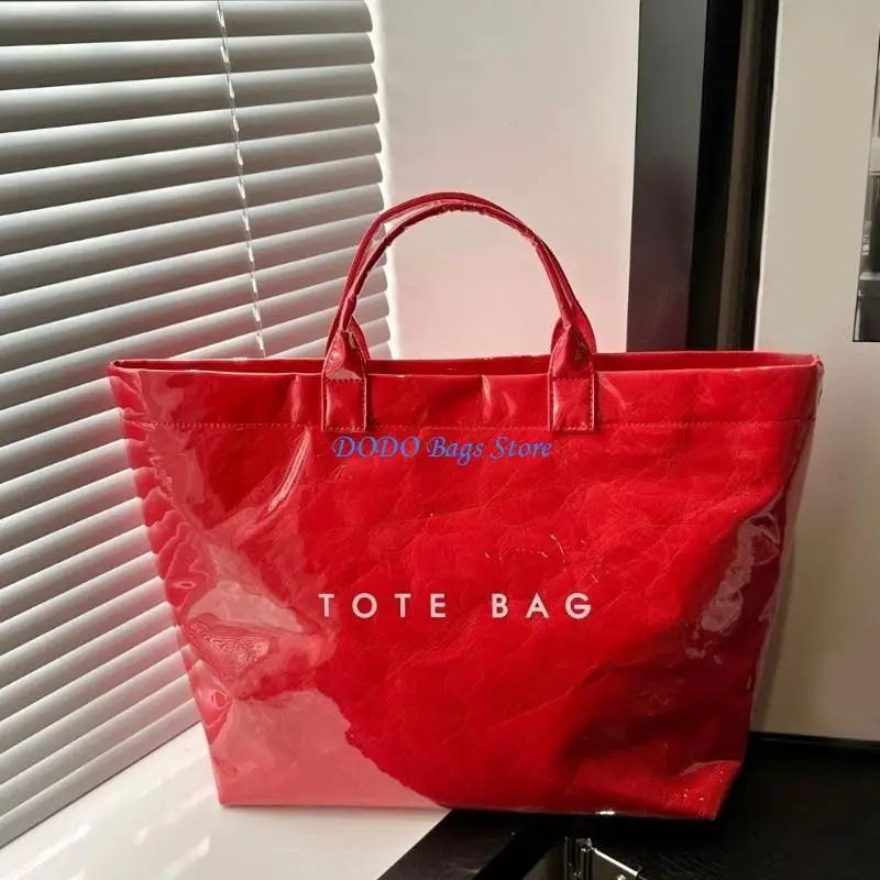 

PVC Handbag Spacious Top Handle Bag for Commuting Shopping and Short Trips