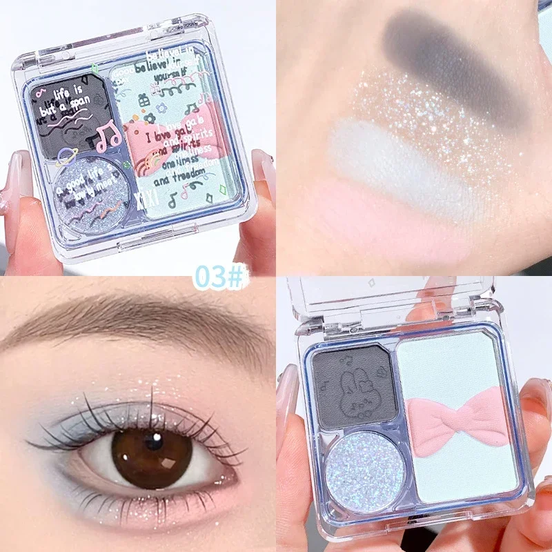 3 Colors Pink Blue Eyeshadow Palette Matte Low Saturation Eye Shadow Natural Glitter Brightening Eyes Make Up Korean Cosmetics