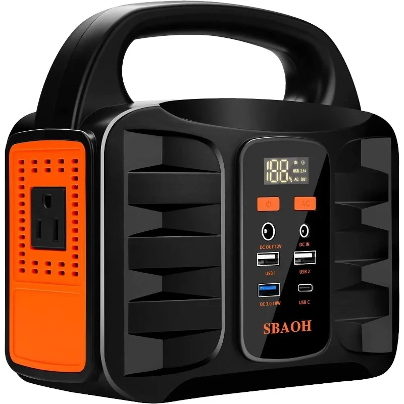 Estación de Energía Portátil de 150W, Generador Solar para Exteriores de 155Wh 42000mAh con Puertos AC/DC de 110V para Respaldo en el Hogar, Camping en RV, Cortes de Energía de Emergencia, Batería de Litio, Color Negro
