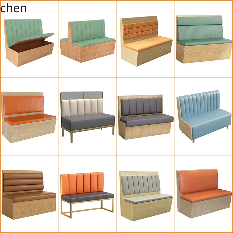 LXC Restaurant Vintage Dining Table and Chairs Milk Tea Shop Cafe Commercial Restaurant Soft Cushion Sofa