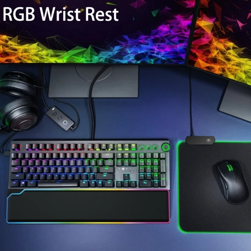 RGB Keyboard Wrist Rest Support Ergonomic Wrist Cushion Pad Memory Foam for Computer Notebook Laptop Office Worker