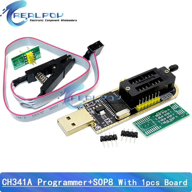 CH341A / CH341B 24 25 Seria EEPROM Flash BIOS Moduł programatora USB + klips testowy SOIC8 SOP8 do EEPROM 93CXX / 25CXX / 24CXX
