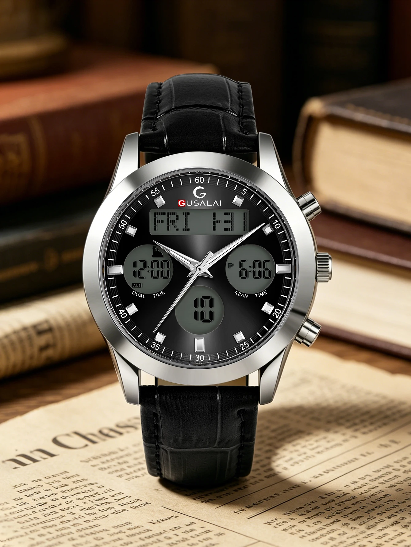 GUSALAI Luxury Men's Steel Band Quartz Watch – Minimalist Design, Inspired by High-End Brands
