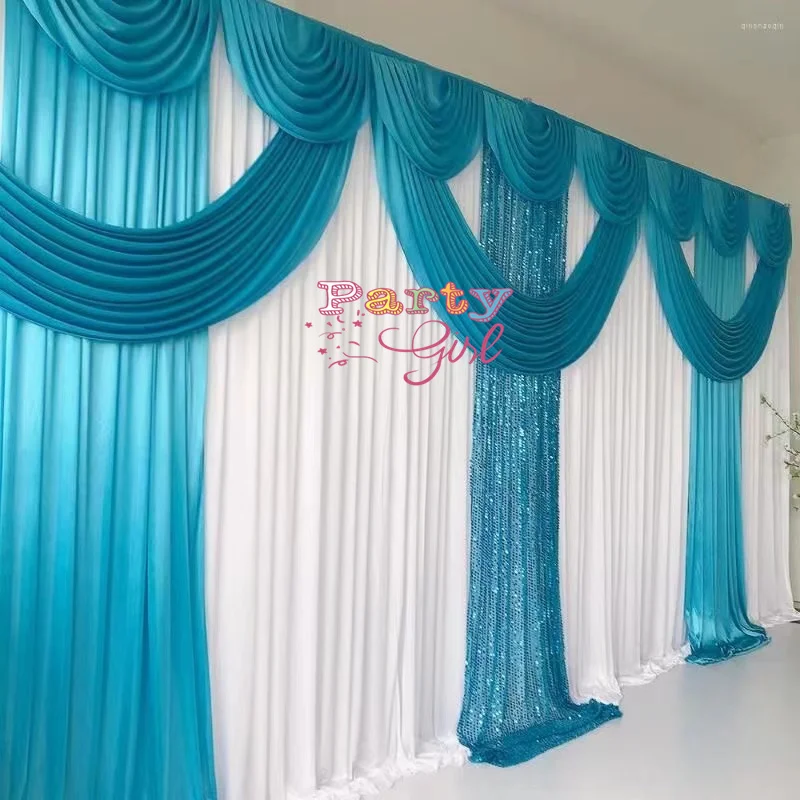 3x6m Ice Silk Backdrop Curtain With Colorful Swag Drape Sequin Background For Wedding Event Party Decoration