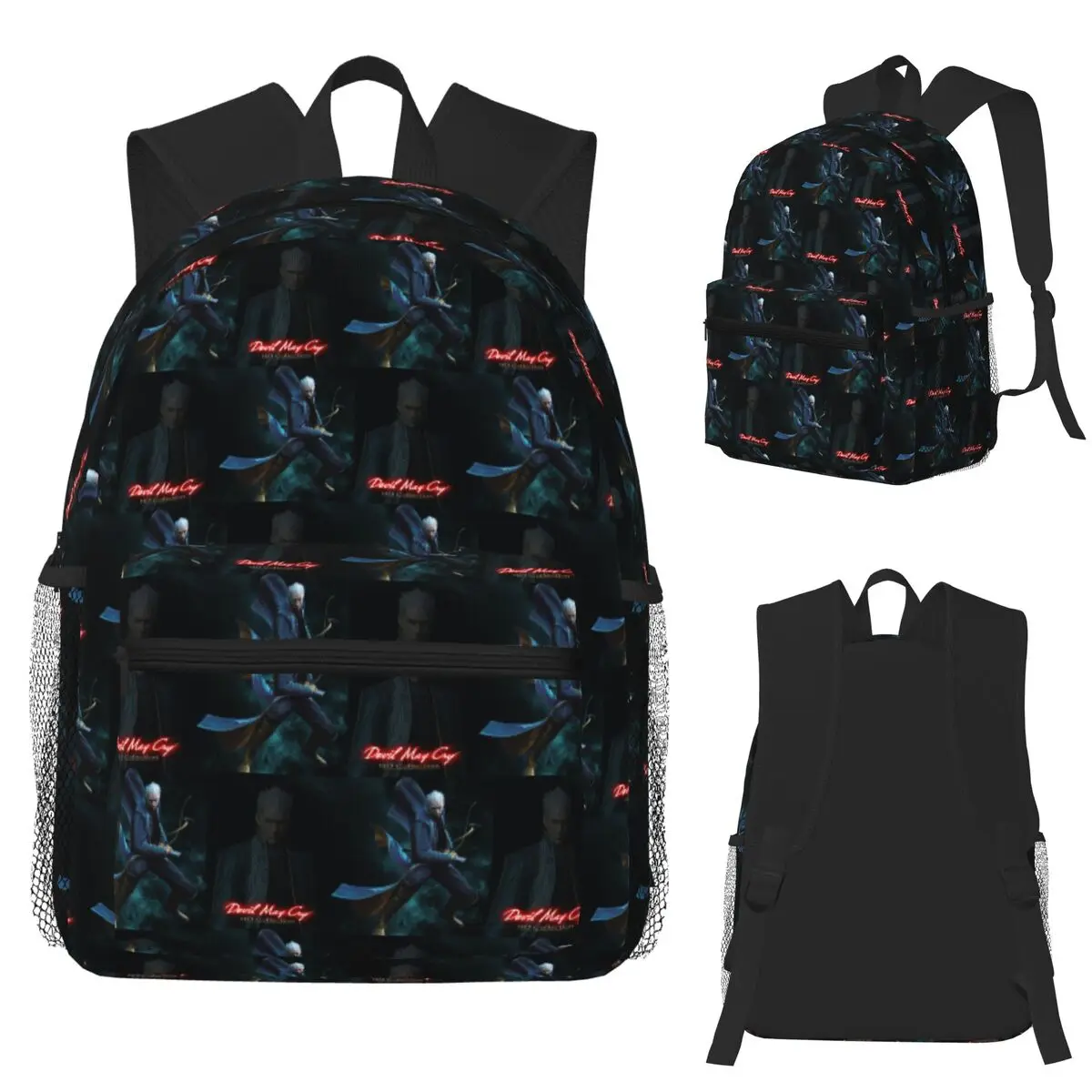 Vergil From The Devil May Cry Series Student Backpack School Bag Hiking Travel Daypack for Men Women Bookbag Shoulder Bags