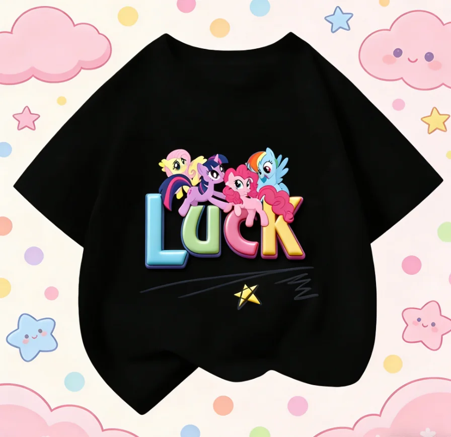 

My Little Pony 2025-26, летняя футболка унисекс из 100% хлопка с принтом аниме, брендовая детская и футболка унисекс, свободная дышащая повседневная футболка