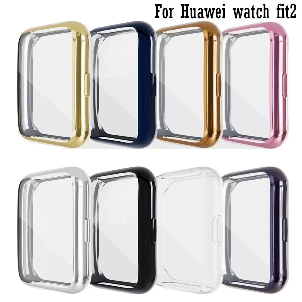 Silicone Protective Watch Case For Huawei Watch Fit 2 Screen Protector Cover Cases TPU Full Soft Lightweight Shell Accessories